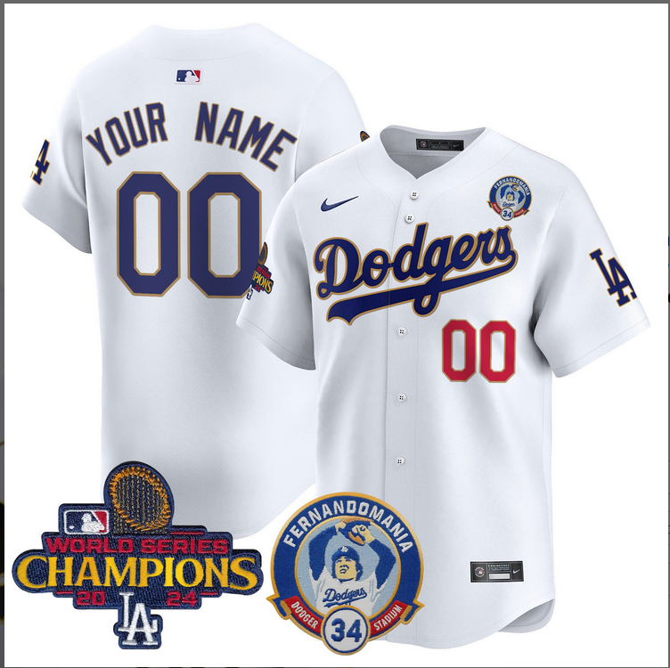 Men MLB Los Angeles Dodgers Custom white 2024 World Series Champions Patch Cooperstown Jersey style11->customized mlb jersey->Custom Jersey